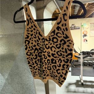 Abercrombie & Fitch Leopard Print V-Neck Tank Top